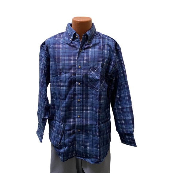 Basic Editions Blue Plaid Button Down Shirt, Large, New - Picture 1 of 6